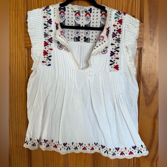SEA Alicia White Blouse with Multicolor Embroidery - Picture 6 of 10